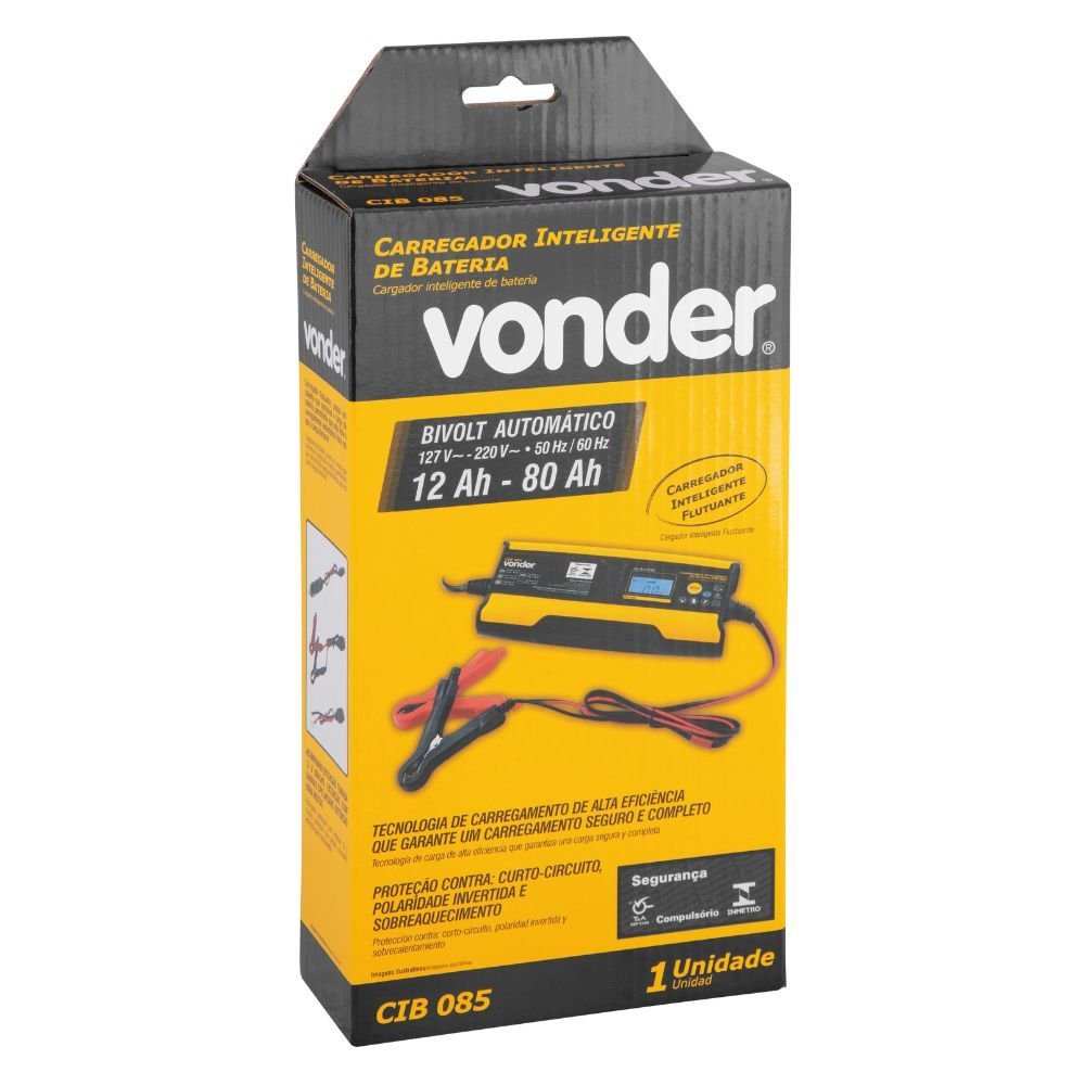Carregador de Bateria Automotivo 12V CIB085 80Ah 50W Bivolt VONDER-6847085000