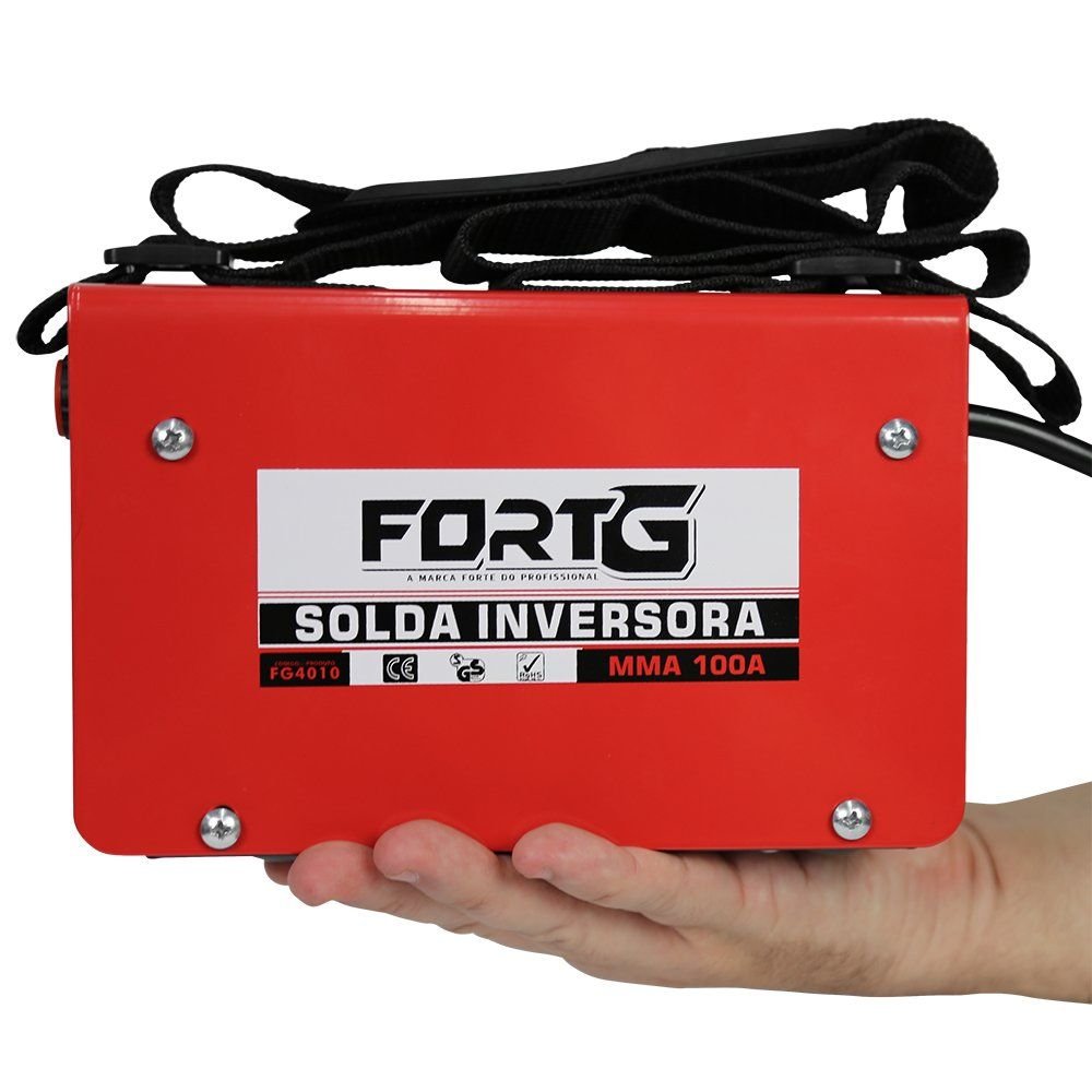 Máquina de Solda Inversora MMA 100A 220V Monofásica com Porta Eletrodo e Garra Negativa com Acessórios FORTGPRO-FG4010